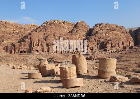 Royal Tombs at the Jabal al Khubtha rock massif in Petra, jordan Stock ...
