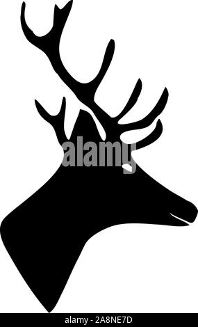 Black silhouette of a deer. Vector illustration on isolated background. Stock Vector