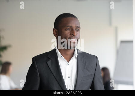 African American male look in distance dreaming or visualizing Stock Photo