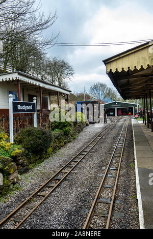 The famous miniature ride along railway museum, popular with families and children, One of Staffordshire's favourite tourist attractions Stock Photo