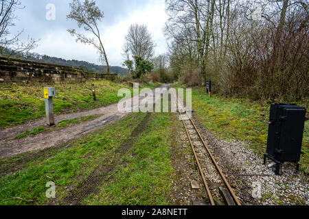 The famous miniature ride along railway museum, popular with families and children, One of Staffordshire's favourite tourist attractions Stock Photo