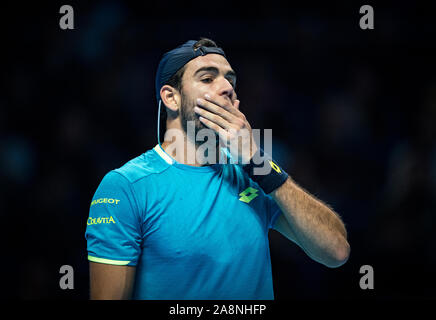 London, UK. 10th Nov, 2019. Matteo BERRETTINI (Italy) during the Nitto ATP Tennis Finals London at The O2, London, England on 10 November 2019. Photo by Andy Rowland. Credit: PRiME Media Images/Alamy Live News Stock Photo