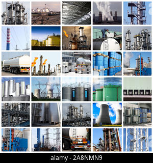 a Collage of plants for energy and chemistry Stock Photo