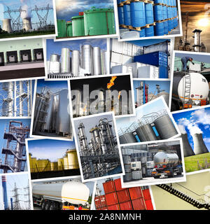 a Collage of plants for energy and chemistry Stock Photo