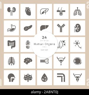 Set of vector icons of internal human organs in a glyph style isolated. Stock Vector