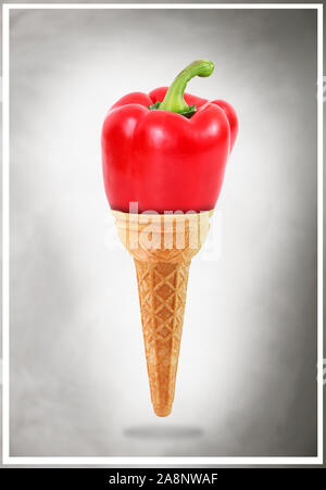 a Delicious ice cream cone with pepper taste Stock Photo