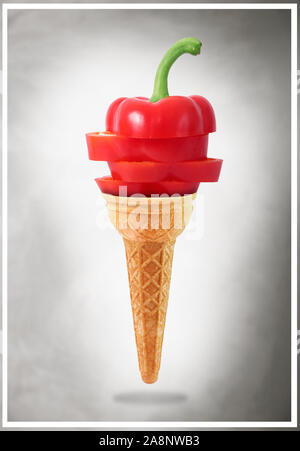 a Delicious ice cream cone with pepper taste Stock Photo