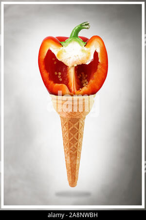 a Delicious ice cream cone with pepper taste Stock Photo