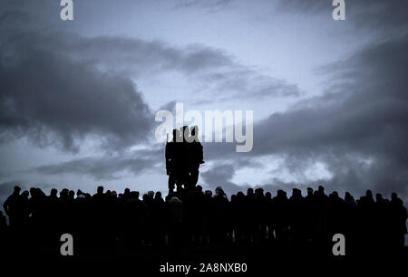 Serving servicemen and veterans gather at the Commando Memorial at Spean Bridge, near Fort William, for the annual Remembrance Sunday ceremony Stock Photo