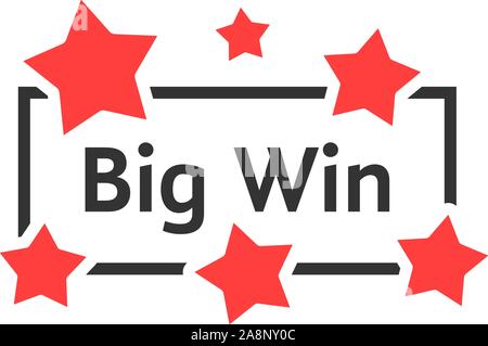 simple big win badge with red stars Stock Vector