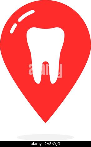 simple red icon of dental clinic isolated on white Stock Vector