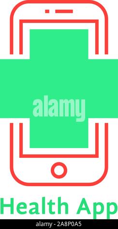 red thin line phone like simple health app logo Stock Vector