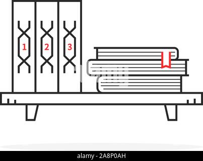 simple black thin line book shelf on white Stock Vector