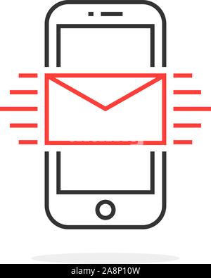 new message in thin line phone Stock Vector