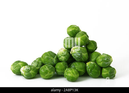 fresh brussels sprouts on white background Stock Photo