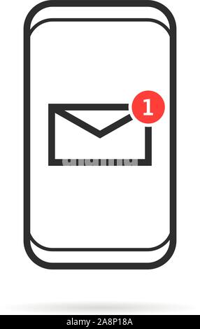 linear frameless phone with new message notice Stock Vector