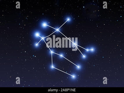 Gemini constellation on the starry sky Stock Photo