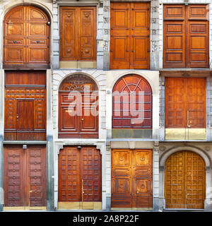 collage of typical vintage  wooden doors Stock Photo