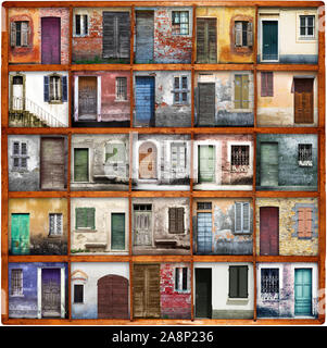 collage of typical vintage  wooden doors Stock Photo