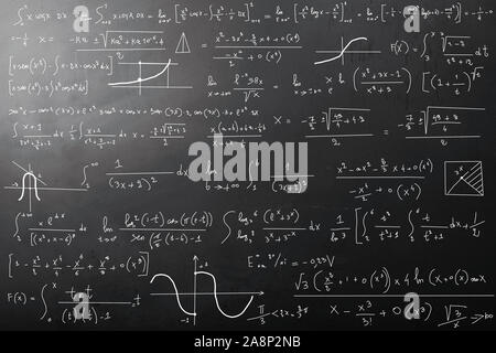 Complex Mathematical Calculations Blackboard Stock Photo by