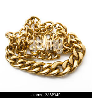 precious gold chain on white background Stock Photo