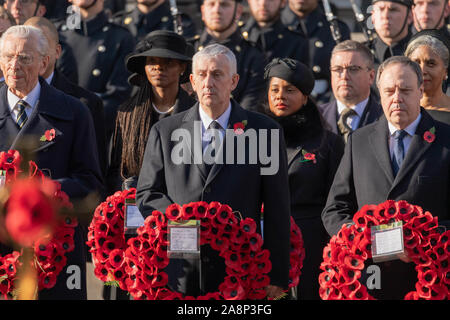 London UK 10th Nov. 2019 Remembrance Sunday at The Cenotaph, Whitehall, London Sir Lindsay Hoyle, the new Speaker of the House of Commons (Centre)  Credit Ian DavidsonAlamy Live News Stock Photo