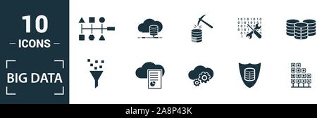 Big Data icon set. Include creative elements cloud hosting, cloud management, data science, pattern system, ambiguity icons. Can be used for report Stock Vector