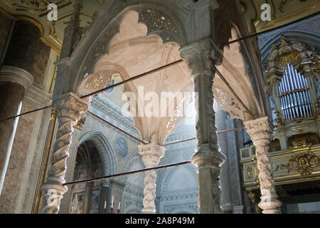 A construction under the organ of the Cathedral of Naples Stock Photo