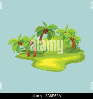 Desert Island Landscape Vector Illustration Stock Vector