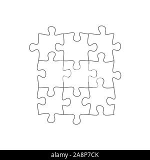 jigsaw puzzle grid background. tile vector illustration. black and white Stock Vector