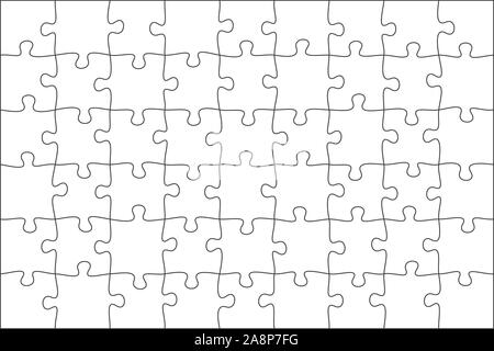 jigsaw puzzle grid background. tile vector illustration. black and white Stock Vector