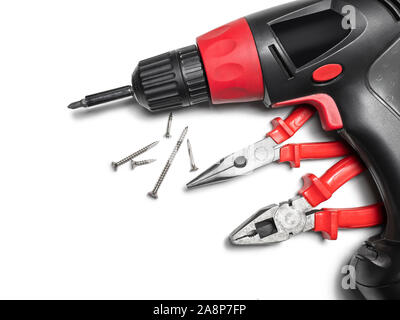 Set of tools on white background Stock Photo