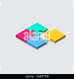 isometric jigsaw puzzle grid background. colorful vector illustration Stock Vector