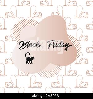 Seamless pattern with vacuum cleaner and inscription Black Friday. Sale background. Price reduction advert. Purchase Discount promo layout Advertising Stock Vector