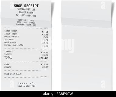 Download Template Of A Shop Receipt Mockup Of A Check From Mall Stock Vector Image Art Alamy