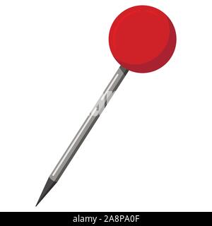 Red round push office map pin marker icon isolated on white background. Stock Vector