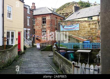 Street in Staithes, North Yorkshire, UK Stock Photo