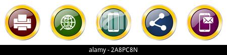 Set of colorful web glossy vector icons, computer, notebook and globe buttons in eps 10 for webdesign and mobile applications on white background Stock Vector