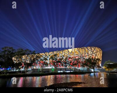 Beijing, China. 12th May, 2019. Mobile photo shows the National Stadium, or the Bird's Nest, in Beijing, capital of China, May 12, 2019. Credit: Sui Xiankai/Xinhua/Alamy Live News Stock Photo