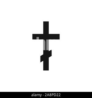 Orthodox christianity symbol. Religion icon. Silhouette of black cross isolated on white background. Vector Stock Vector