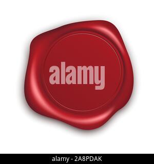 Red Wax Seal with Copy Space. Empty Blank of Mail Stamp. Vector illustration isolated on white background Stock Vector