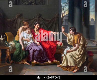 Virgil Reading the “Aeneid” to Augustus, Octavia, and Livia by Jean-Baptiste Wicar (1762-1834), oil on canvas, c.1790/3 Stock Photo