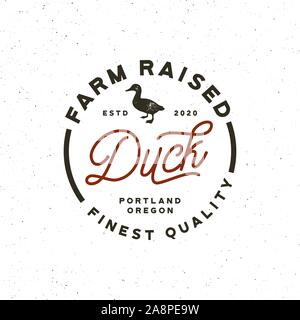 premium fresh duck meat label. retro styled meat shop emblem, badge, design elements, logotype template. vector illustration Stock Vector