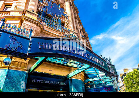 Exterior of Hippodrome Casino in Leicester Square, London, UK Stock Photo