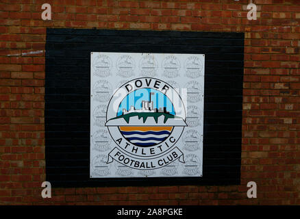 DOVER UNITED KINGDOM. NOVEMBER 10 Badge of Dover Athletic during The FA Cup First Round between Dover Athletic and Southend United at Crabble Athletic Stock Photo