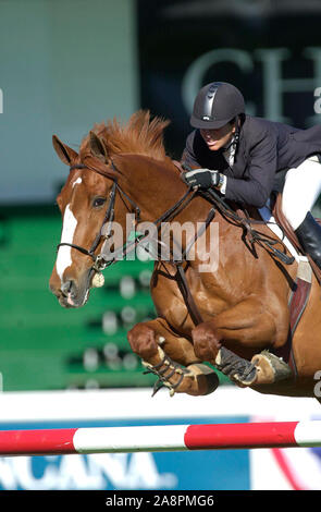 The National, Spruce Meadows, June 2001, Beezie Madden (USA) riding Innocence, Akita Drilling Cup Stock Photo