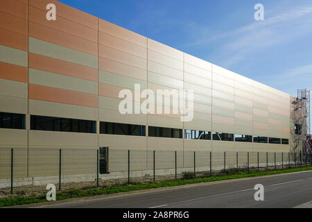 facade of new factory building made of thermo insulated aluminium panels Stock Photo