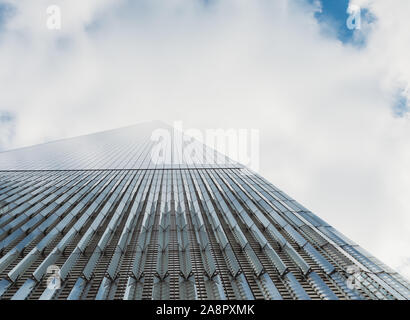 Close up of Freedom Tower (1 WTC) shot from ground looking up. Stock Photo
