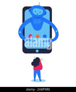 Chat bot provides psychological support Stock Vector