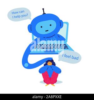 Chat bot provides psychological support Stock Vector